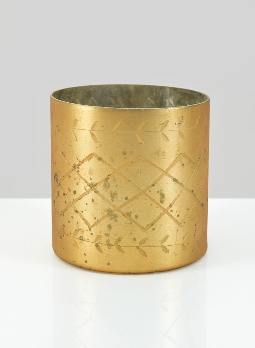 4.25in Tall Valencia Aged Gold Mercury Glass Holder Decor Jamaligarden