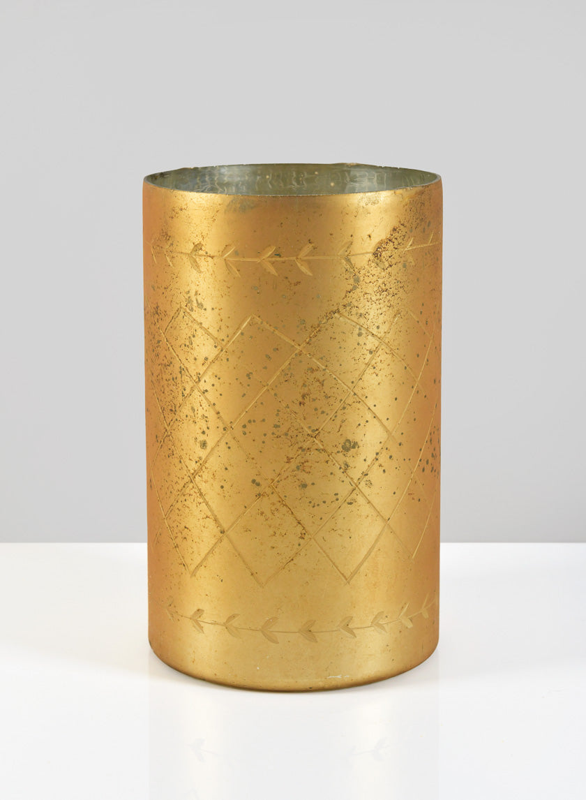 8in Tall Valencia Aged Gold Mercury Glass Holder Decor Jamaligarden