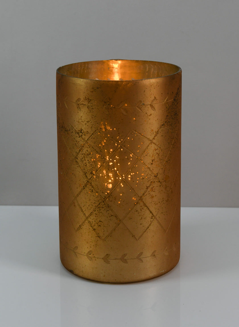 8in Tall Valencia Aged Gold Mercury Glass Holder Decor Jamaligarden