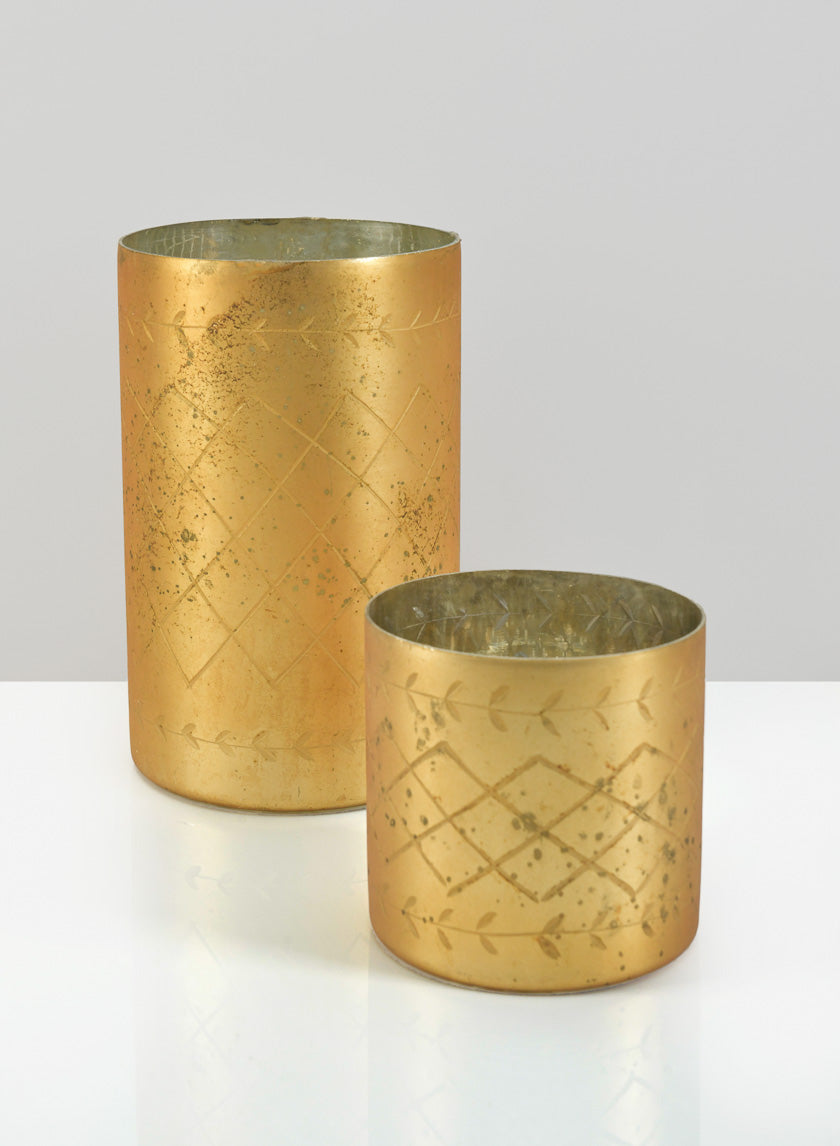 4.25in Tall Valencia Aged Gold Mercury Glass Holder Decor Jamaligarden