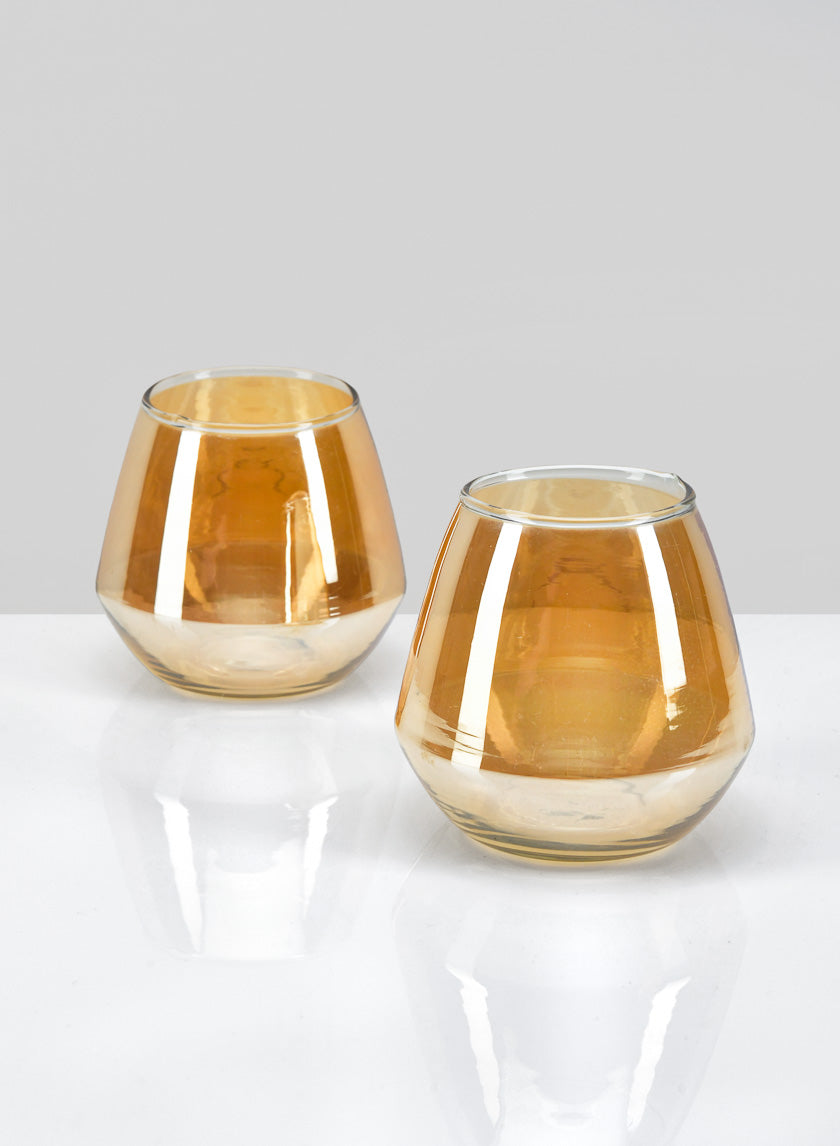 3.75in Tall Almaria Amber Luster Glass Holder Decor Jamaligarden