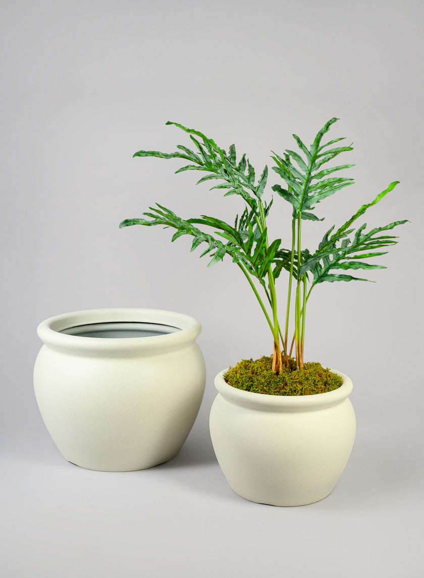 Rosetta White Real Look Light Weight PVC Bowl Planter Decor Jamaligarden