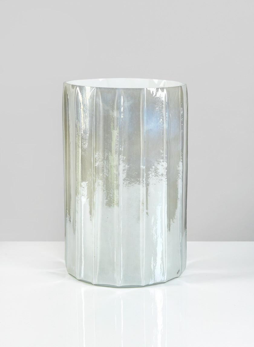 8in Tall Norvege Pearl White Glass Vase Decor Jamaligarden