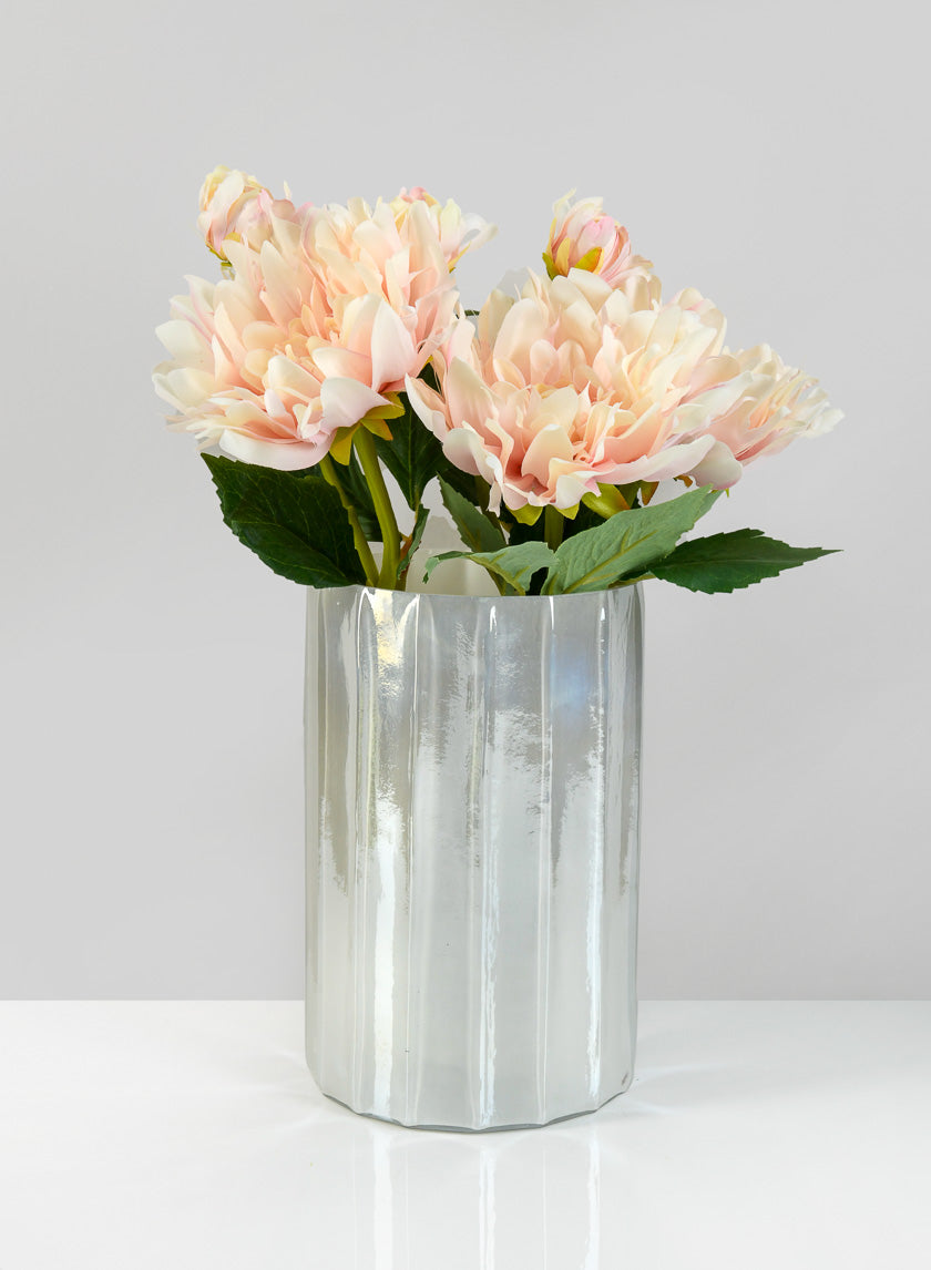 8in Tall Norvege Pearl White Glass Vase Decor Jamaligarden