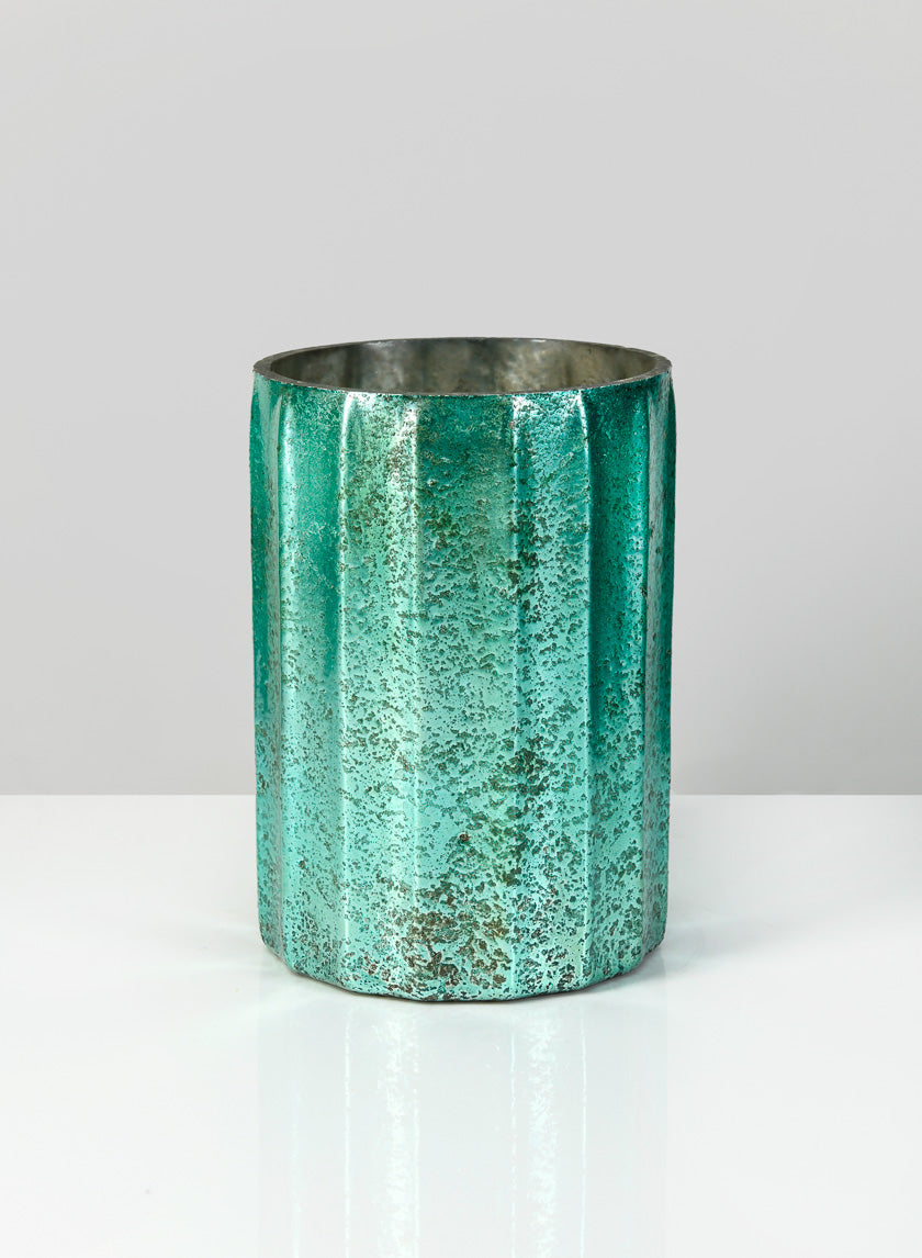 6in Tall Norvege Antique Teal Glass Vase Decor Jamaligarden