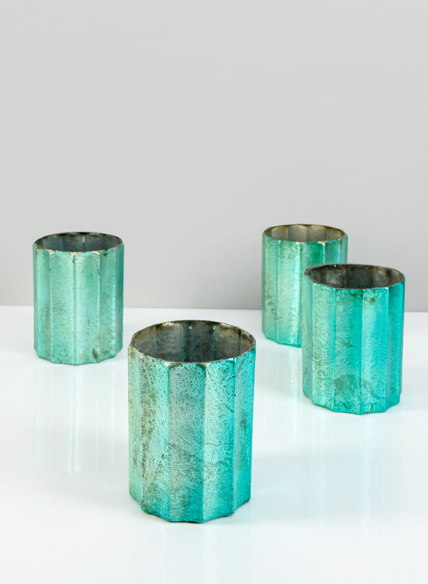 4in Tall Norvege Antique Teal Glass Vase Decor Jamaligarden