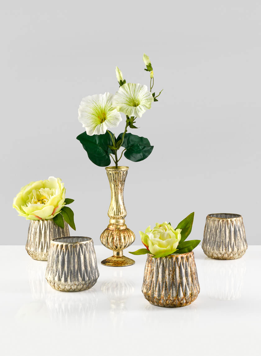 3.5in Tall Gold Diamond Glass Tea Light Holder Decor Jamaligarden