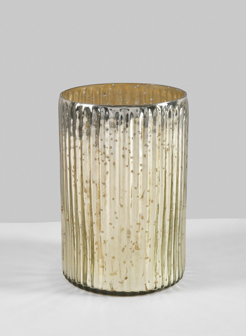 6in Tall Mewaar Old Silver Pleated Mercury Glass Vase Decor Jamaligarden
