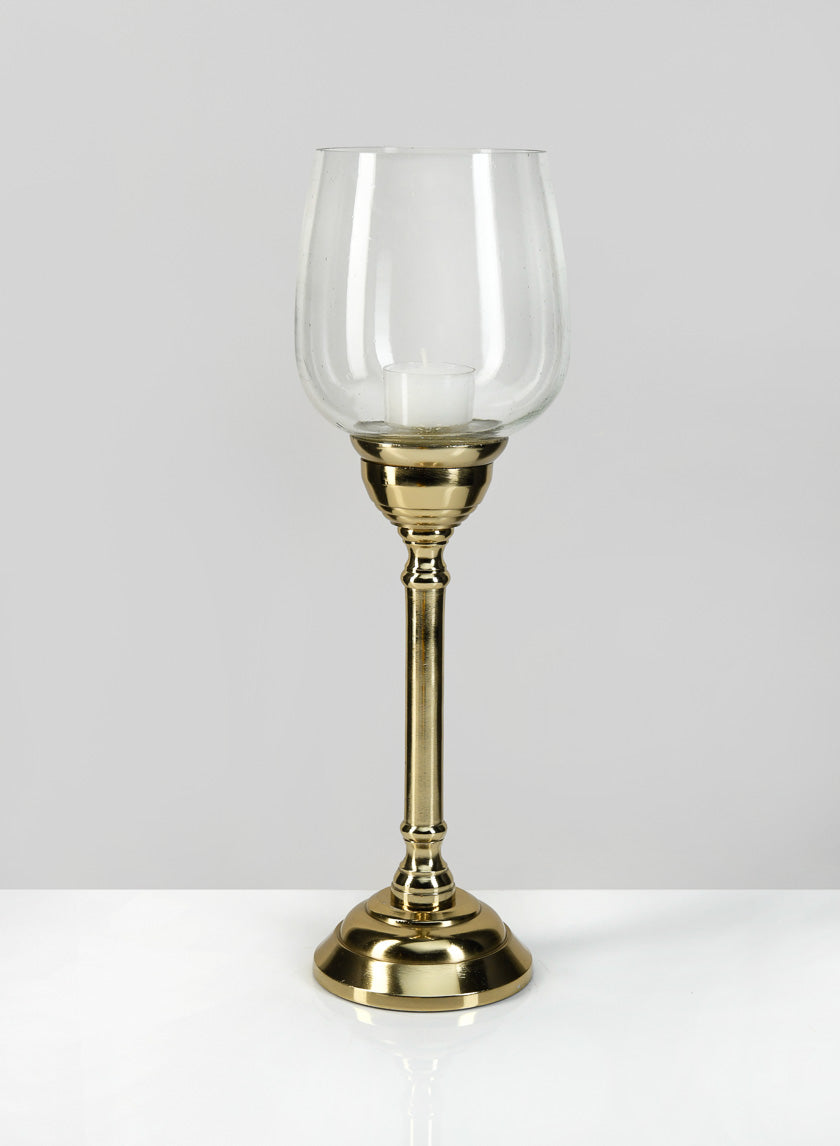 15in Tall Petra Gold Candlestick with Glass Decor Jamaligarden