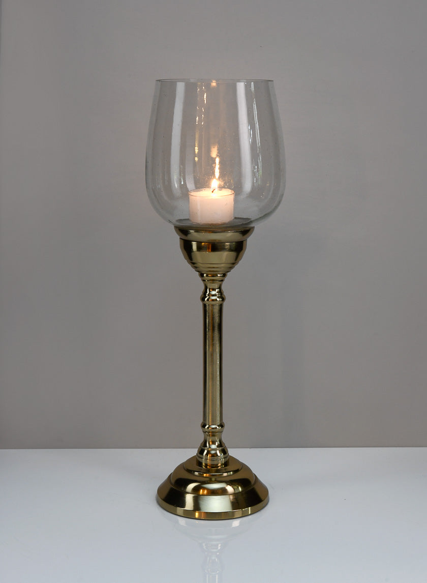 15in Tall Petra Gold Candlestick with Glass Decor Jamaligarden