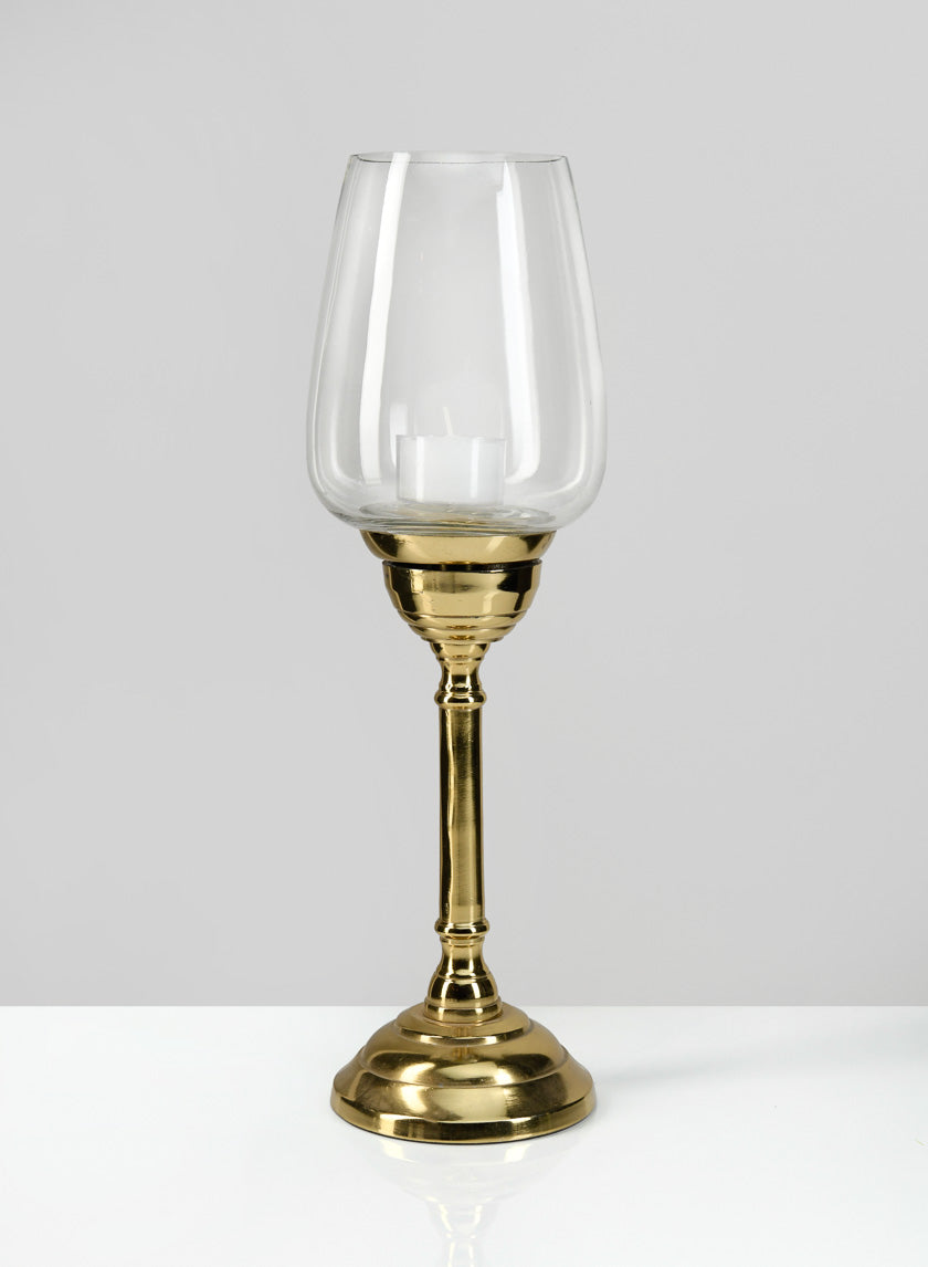 12in Tall Petra Gold Candlestick with Glass Decor Jamaligarden