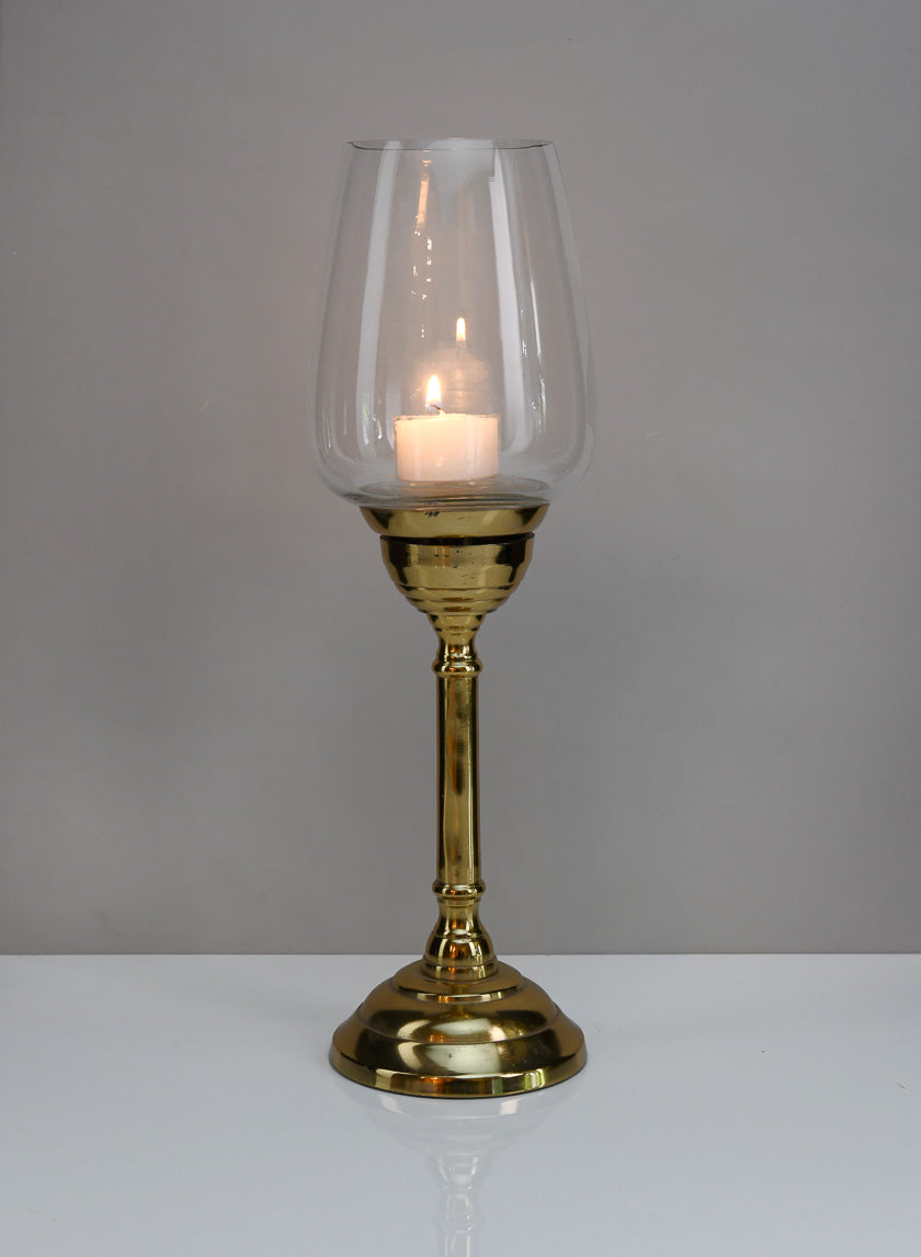 12in Tall Petra Gold Candlestick with Glass Decor Jamaligarden