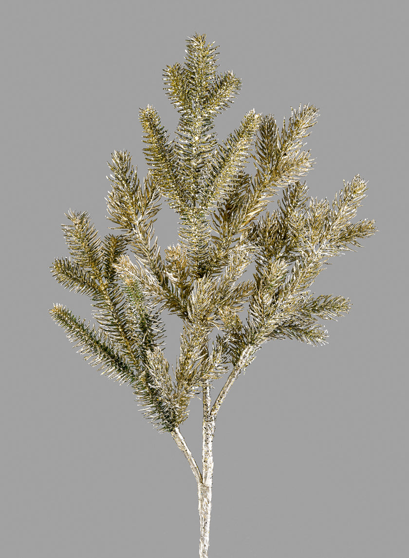 28in Long Glittered Champagne Pine Spray Decor Jamaligarden