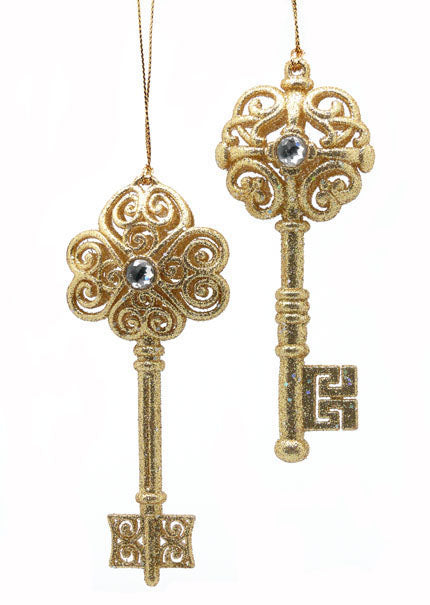 Gold Glittered Key Christmas Ornaments Decor Jamaligarden