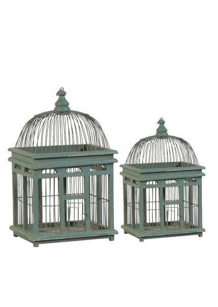 Antiqued Patina Green Wood Birdcages Decor Jamaligarden