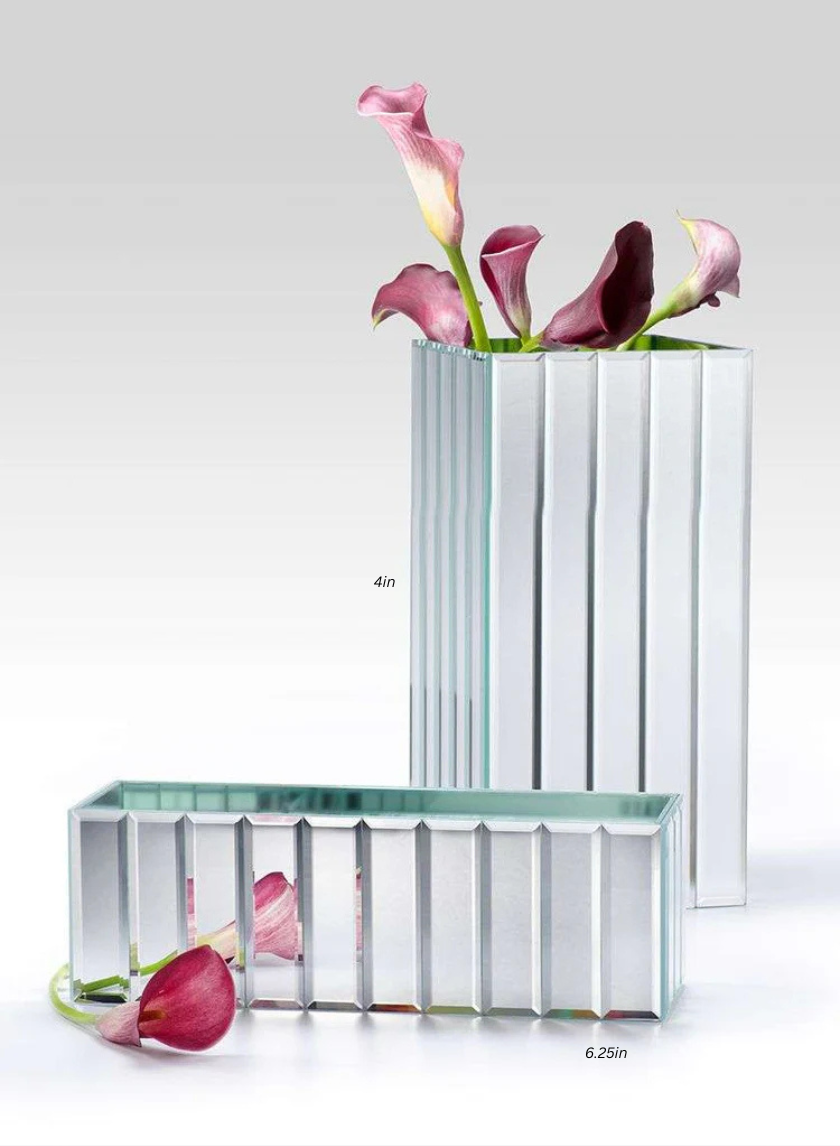 Mirror Strips Rectangle &amp; Square Glass Vase Decor Jamaligarden