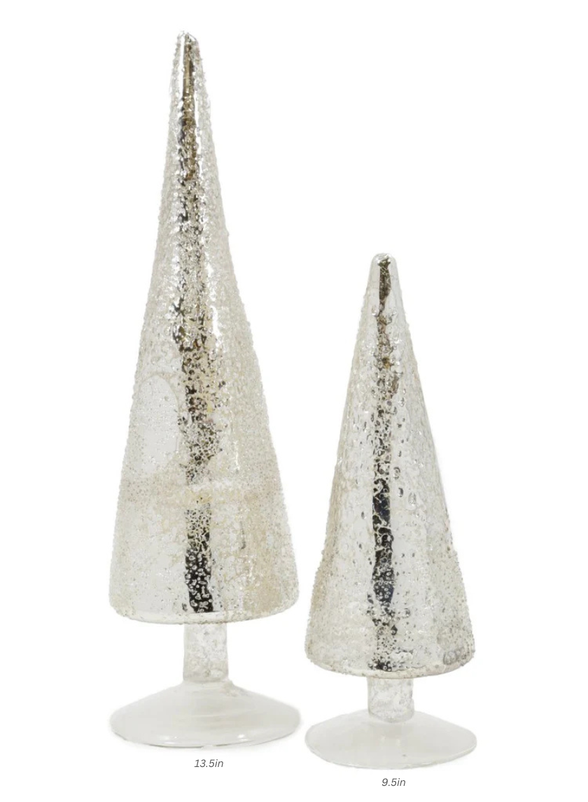 Iced Silver Tabletop Christmas Trees Decor Jamaligarden