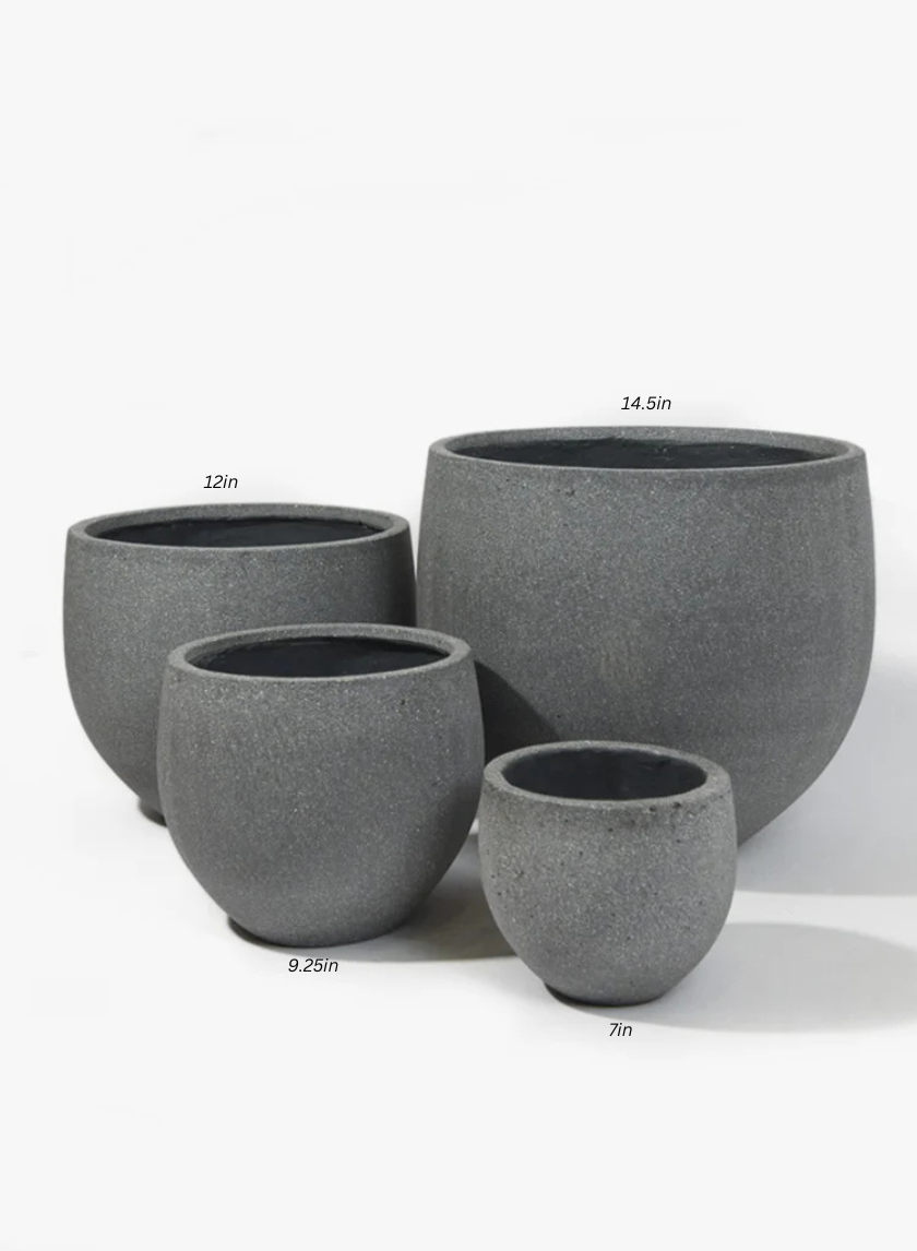 Round Rough Grey Ficonstone Pots Decor Jamaligarden