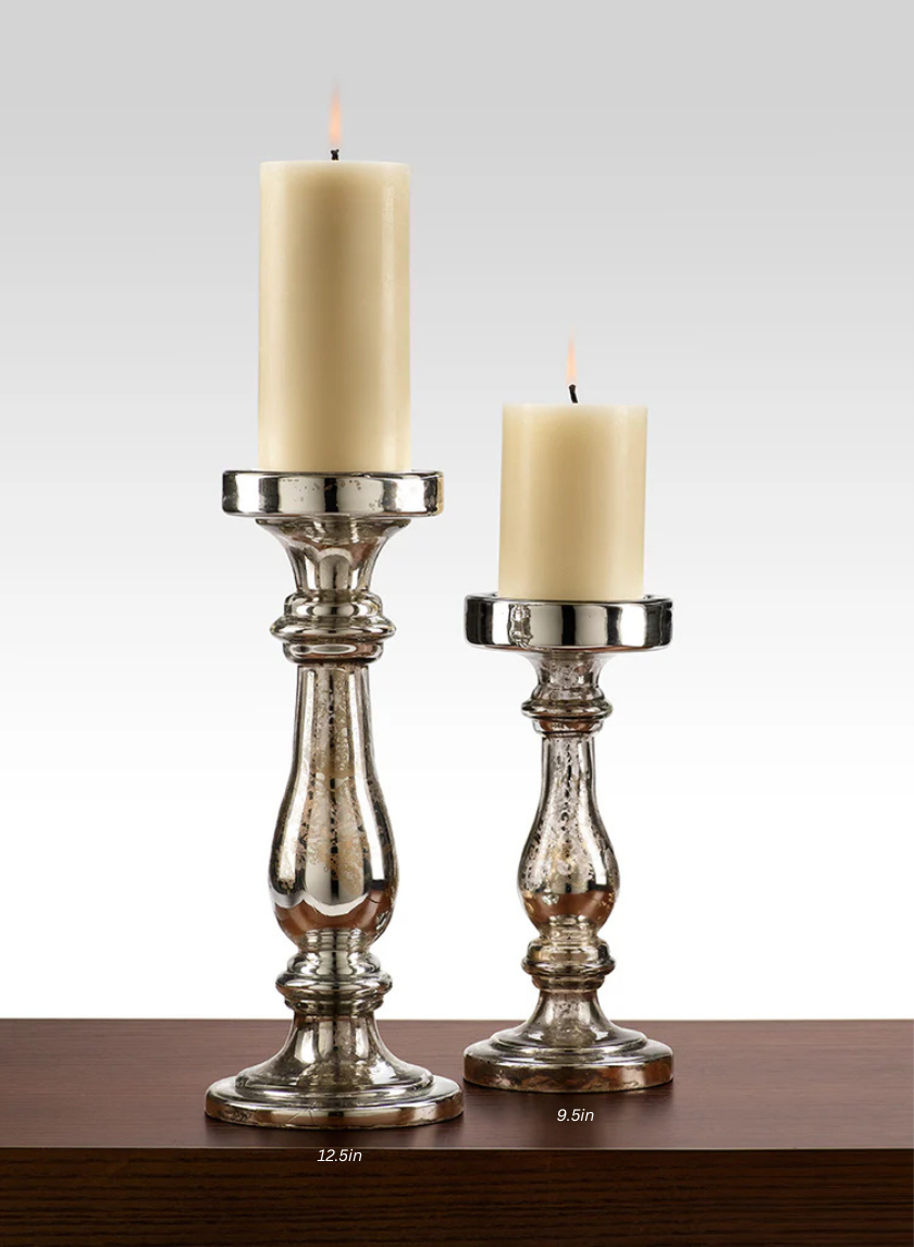 Antique Silver Glass Pillar Holders Decor Jamaligarden