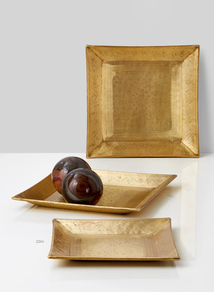 Square Antique Brass Trays Decor Jamaligarden Antique Brass 10in EACH