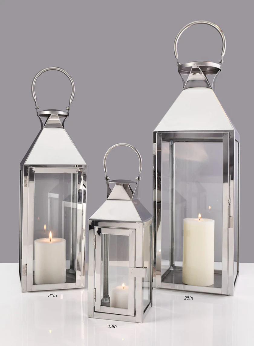 Silver Soho Stainless Steel Lanterns Decor Jamaligarden