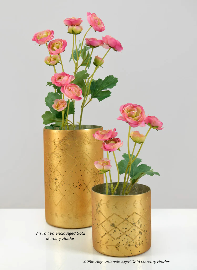 8in Tall Valencia Aged Gold Mercury Glass Holder Decor Jamaligarden