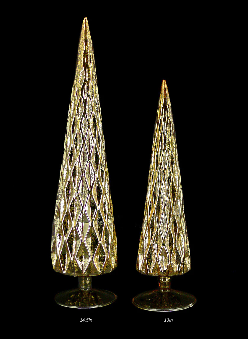 Gold Diamond Glass Christmas Tree Decor Jamaligarden