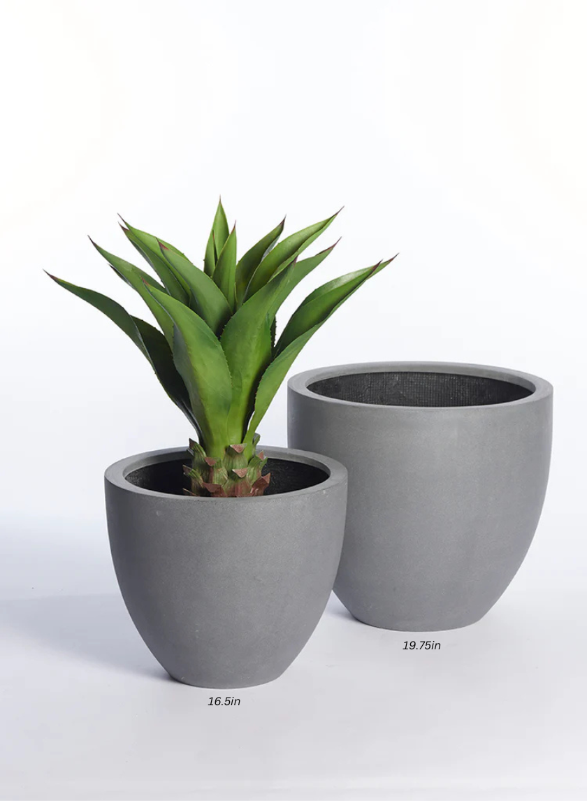 Grey Fiberstone Round Pots Decor Jamaligarden