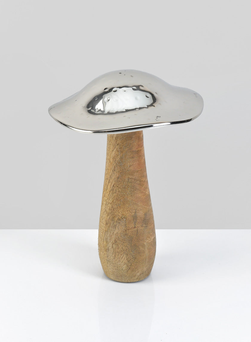 8in Long Silver Mushroom, Large Decor Jamaligarden