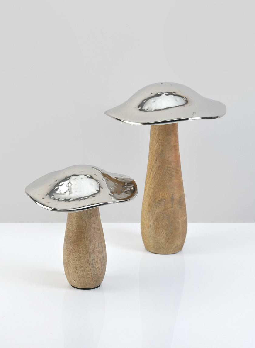 5.5in Long Silver Mushroom, Small Decor Jamaligarden