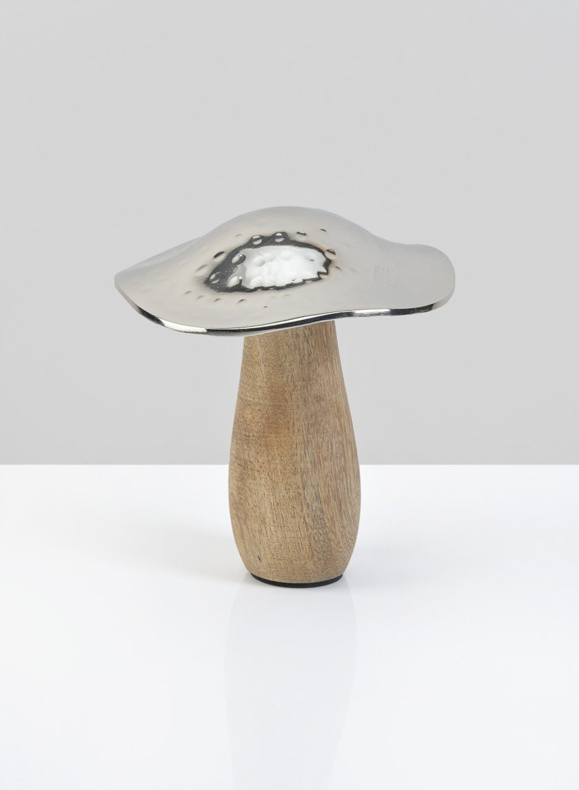 5.5in Long Silver Mushroom, Small Decor Jamaligarden