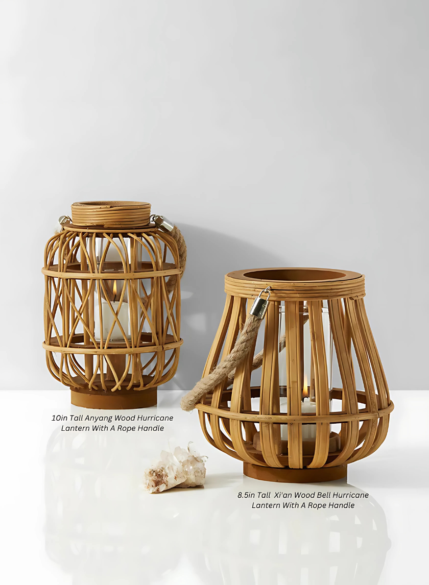 Wood Hurricane Lanterns Decor Jamaligarden