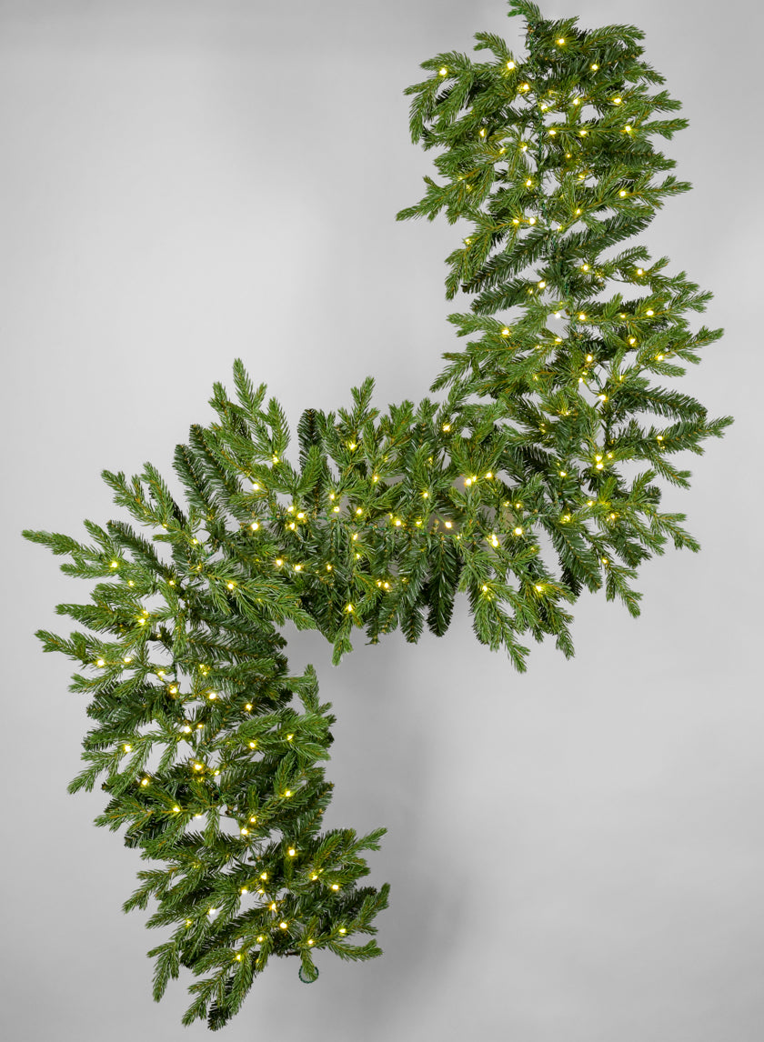 6ft Long Warm White Pre-Lit Pine Garland (200 Lights) Decor Jamaligarden