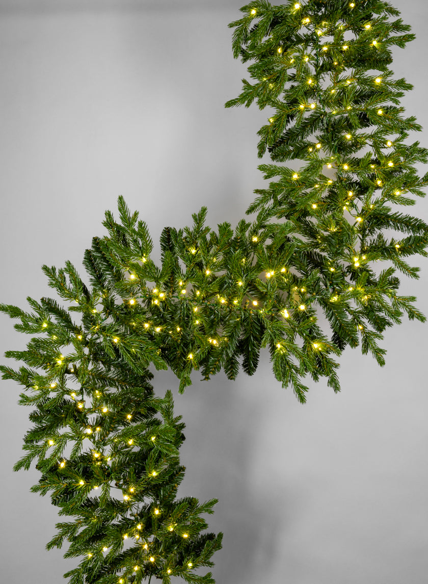 6ft Long Warm White Pre-Lit Pine Garland (200 Lights) Decor Jamaligarden