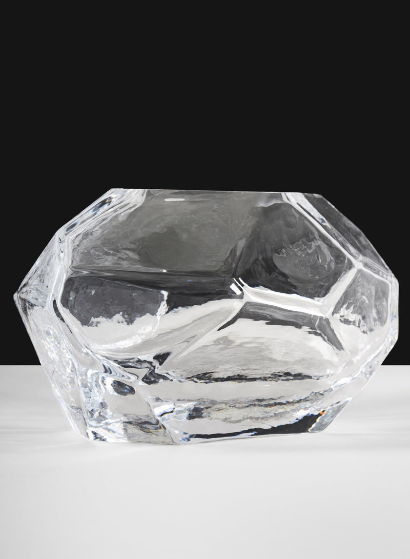 5in Wide Orbix Ice Carved Clear Crystal Glass Bowl Decor Jamaligarden