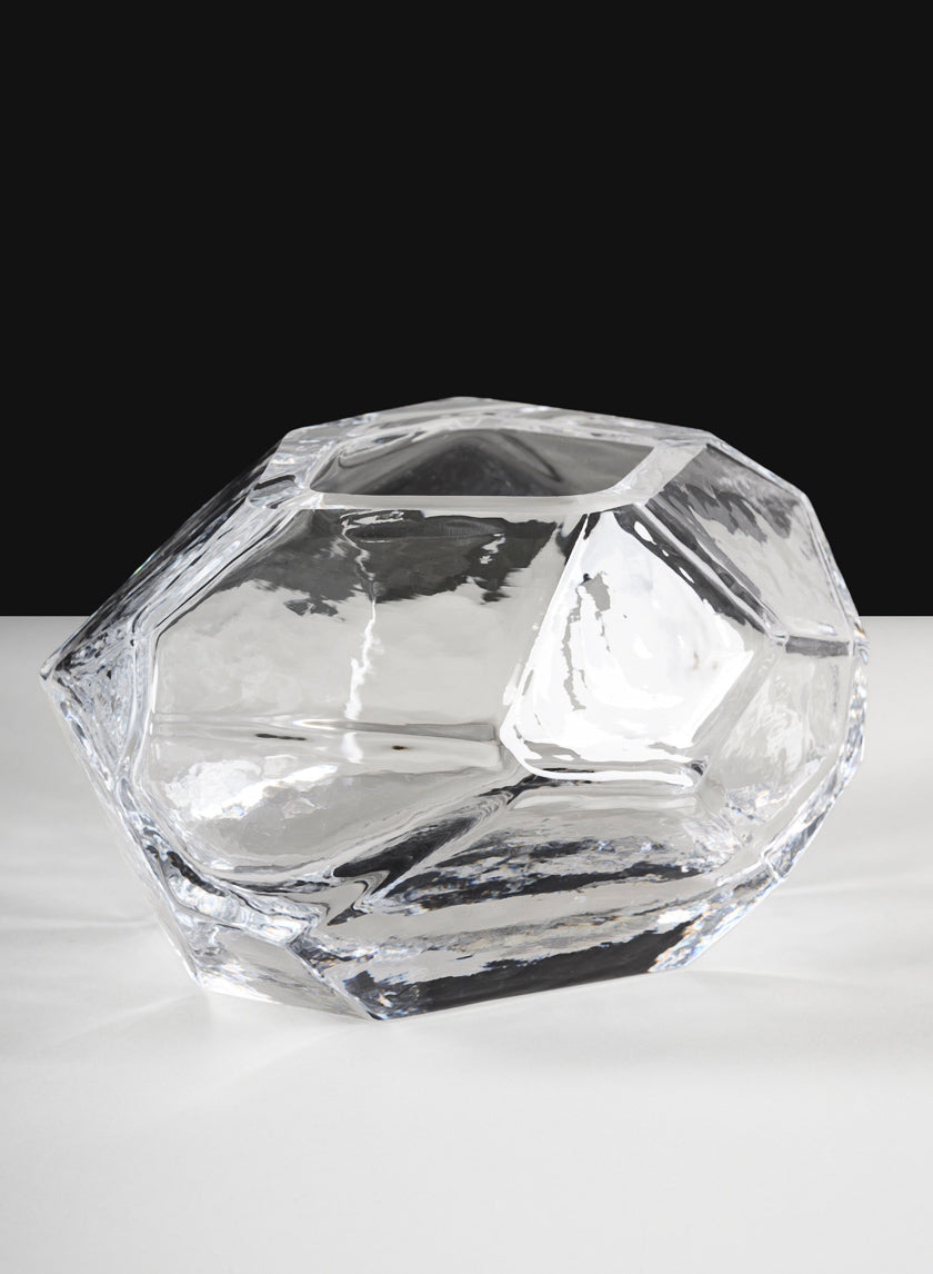 5in Wide Orbix Ice Carved Clear Crystal Glass Bowl Decor Jamaligarden
