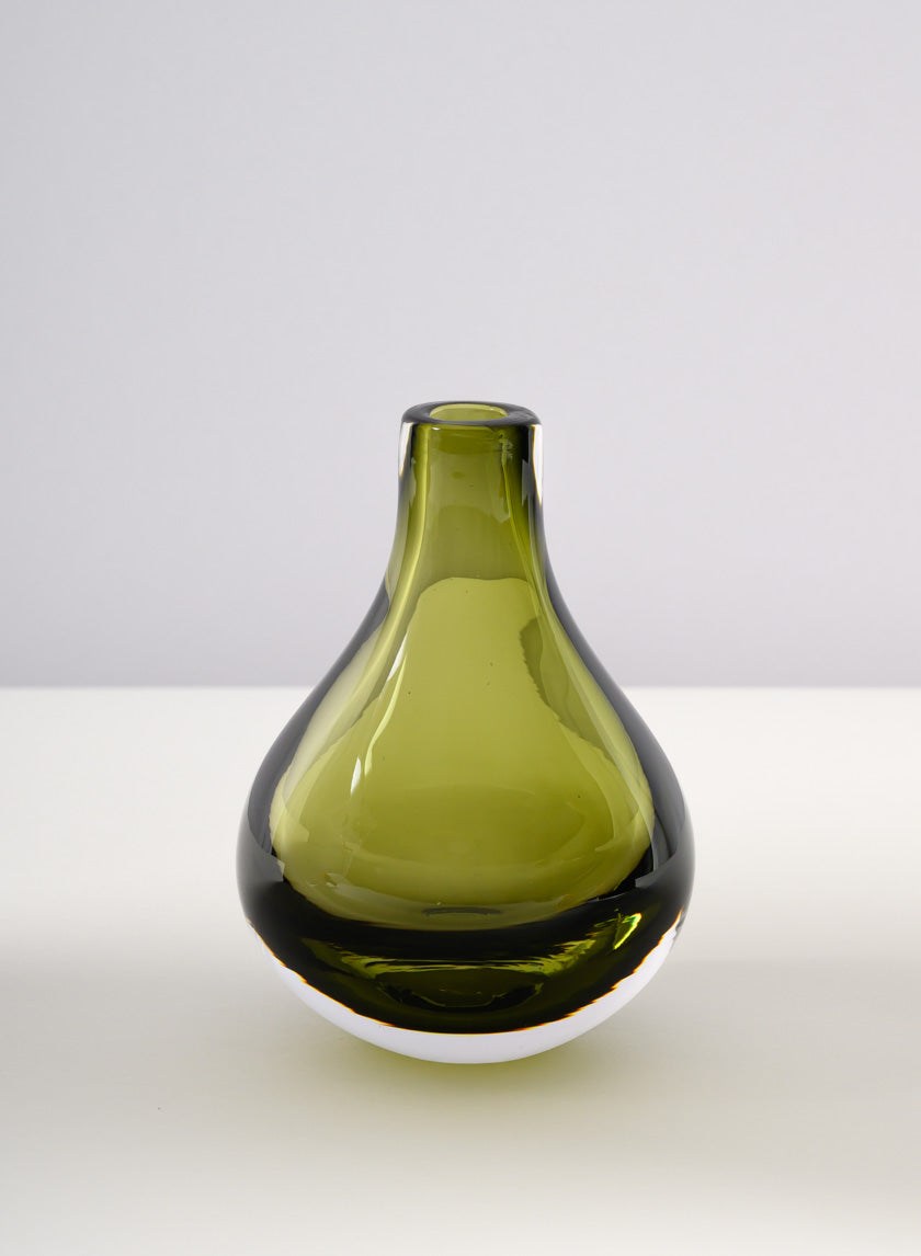 5.5in Tall Muran Green Glow Hand Blown Deco Glass Vase Decor Jamaligarden