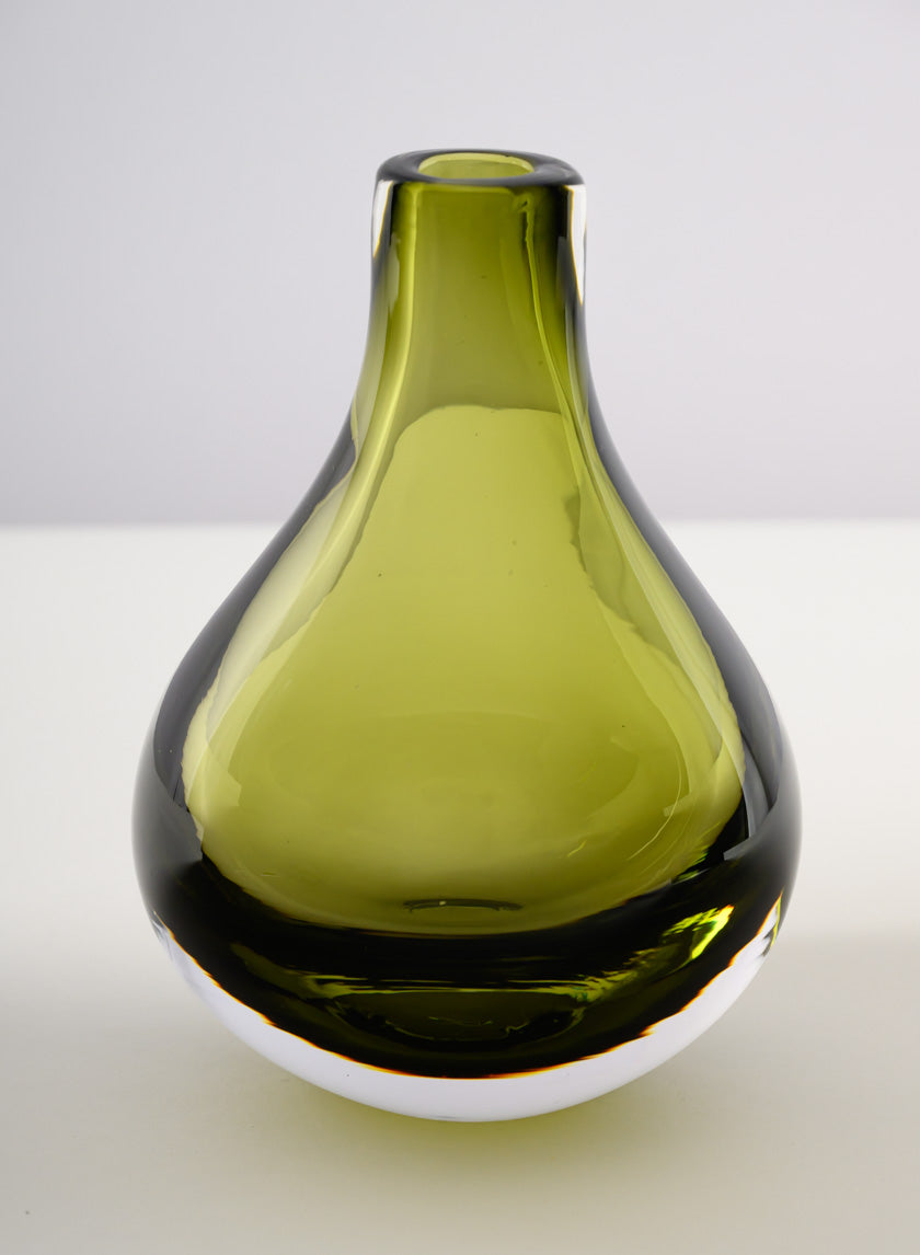 5.5in Tall Muran Green Glow Hand Blown Deco Glass Vase Decor Jamaligarden