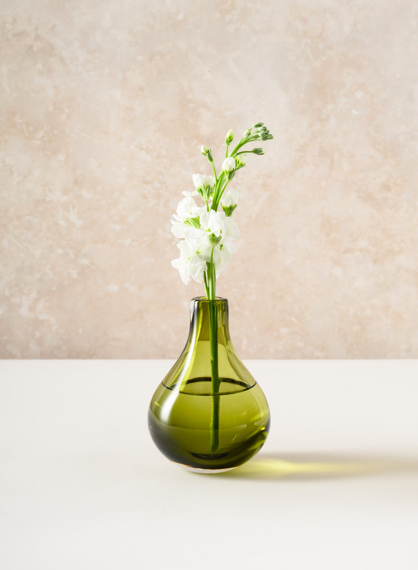 5.5in Tall Muran Green Glow Hand Blown Deco Glass Vase Decor Jamaligarden