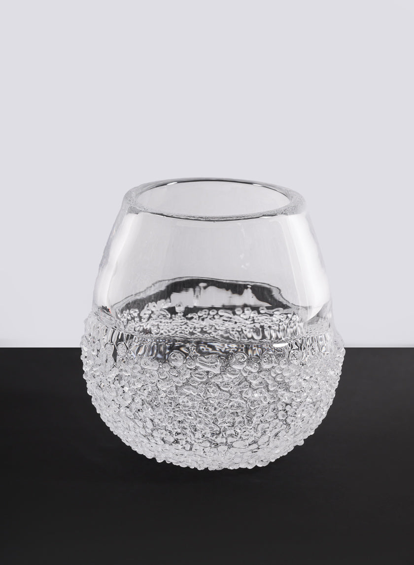 6.25in Tall Winterthur Ice Look Hand Blown Crystal Glass Vase Decor Jamaligarden