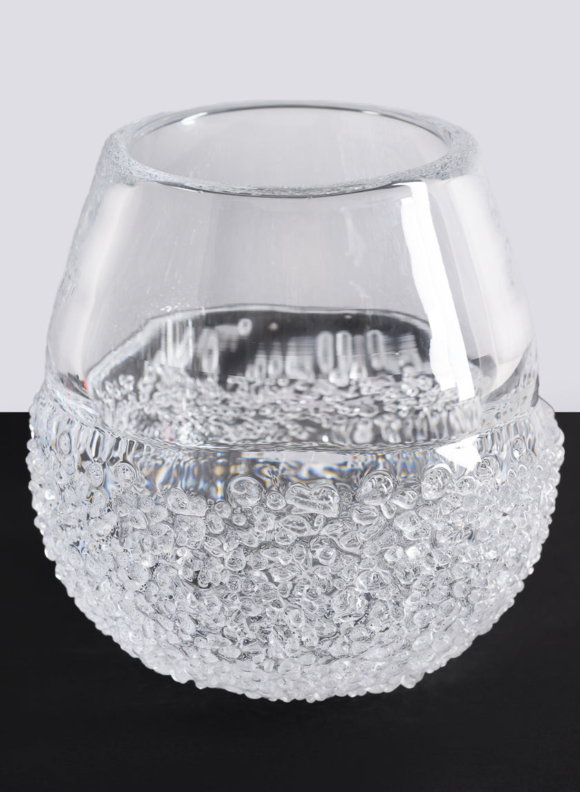 6.25in Tall Winterthur Ice Look Hand Blown Crystal Glass Vase Decor Jamaligarden