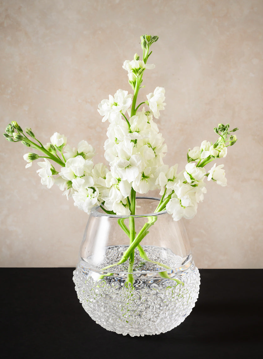 6.25in Tall Winterthur Ice Look Hand Blown Crystal Glass Vase Decor Jamaligarden