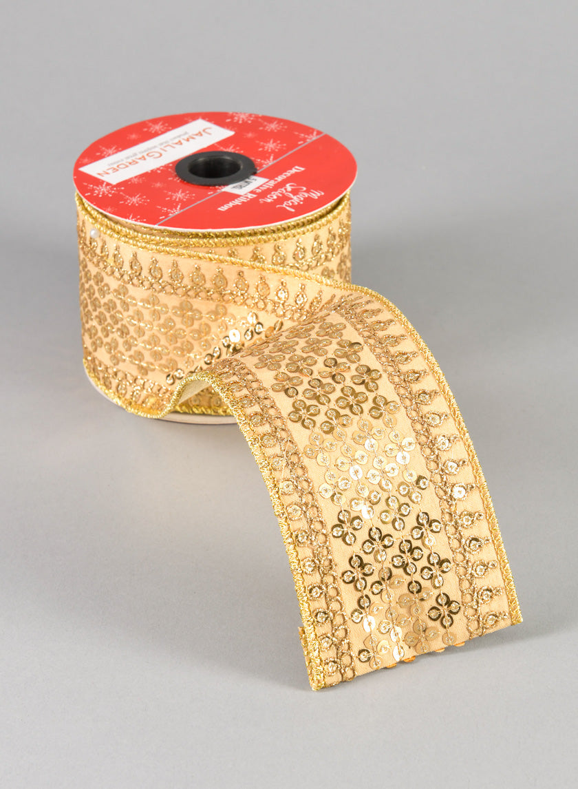 16.40ft Royal Nawab Gold Ribbon Decor Jamaligarden
