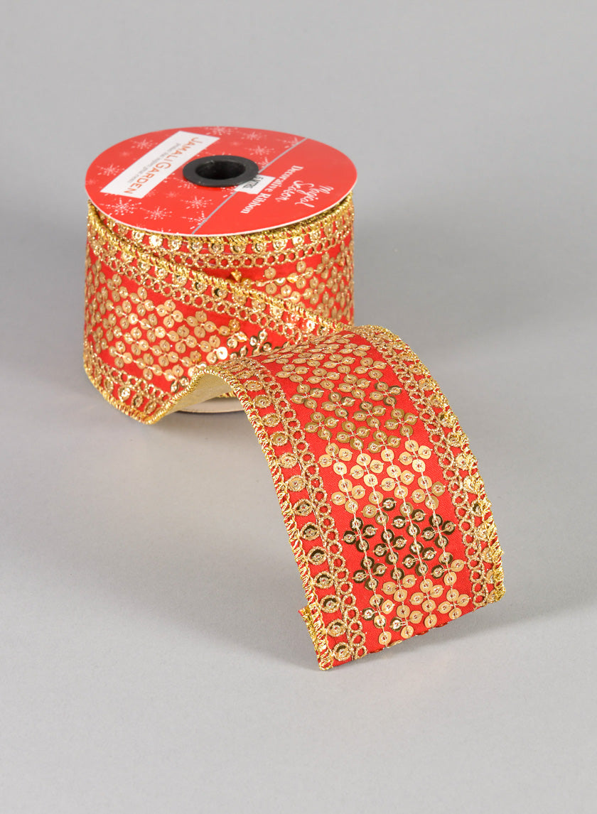 16.40ft Royal Nawab Red Gold Ribbon Decor Jamaligarden