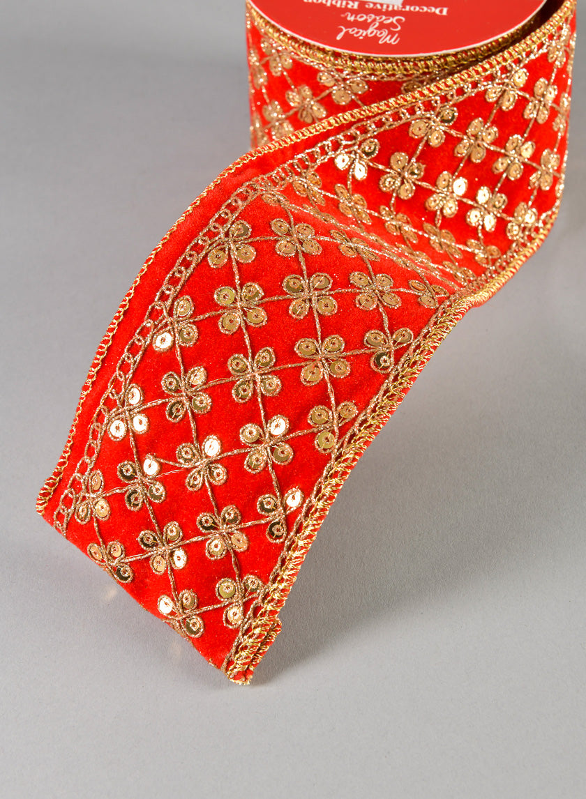 16.40ft British Raj Red Gold Ribbon Decor Jamaligarden