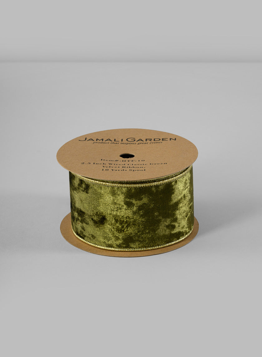 Wired Classic Ribbon, 10 yards Spool Decor Jamaligarden Green 10in EACH