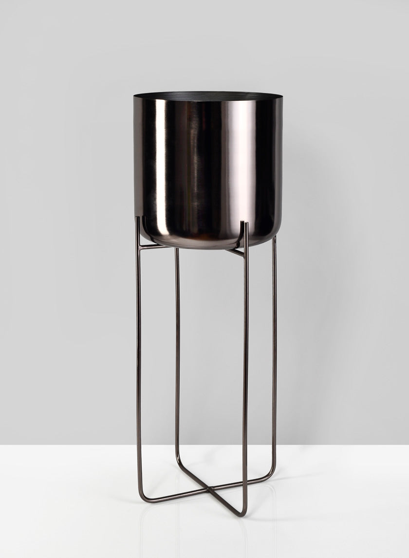 Black Nickel Soho Planters With Stand Decor Jamaligarden