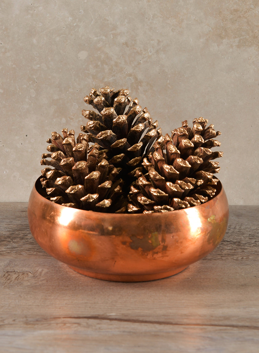 6.5in Wide Shallow Antique Copper Look Bowl Decor Jamaligarden