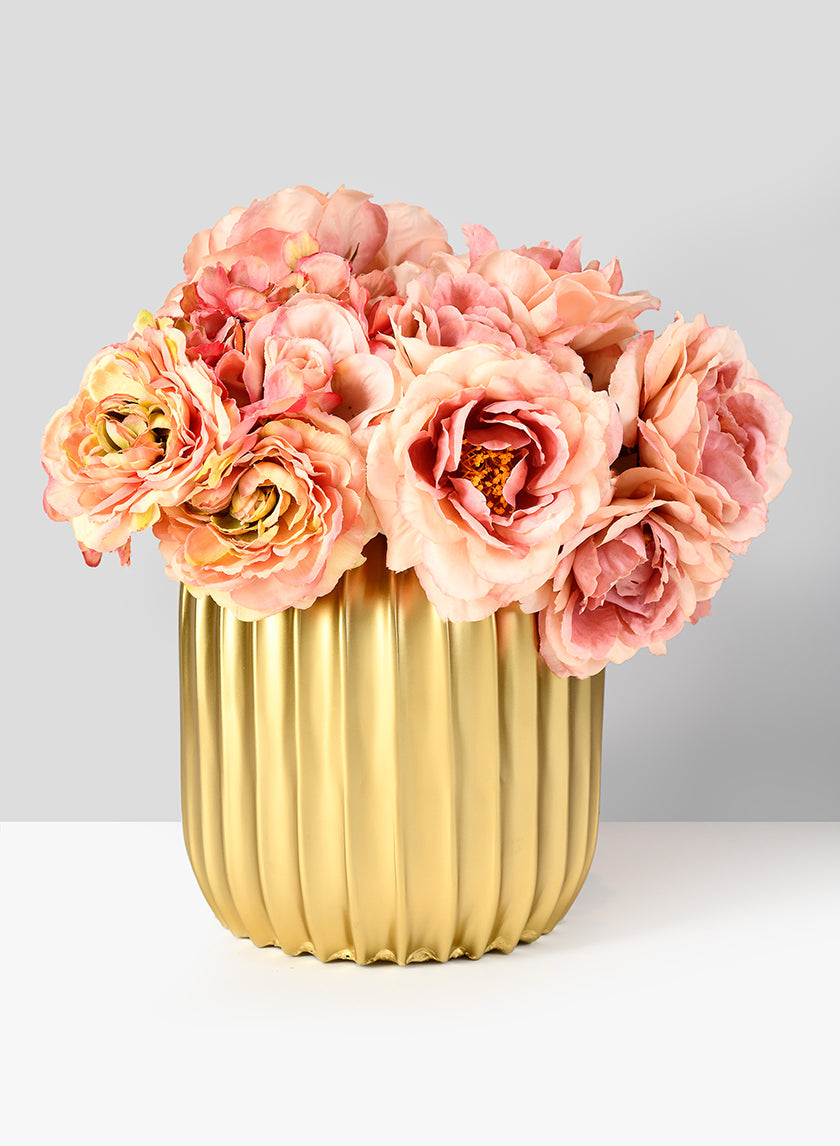 7in Tall Pleated Gold Vase Decor Jamaligarden