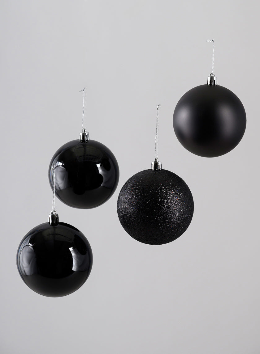 3in Round Black Shiny / Matte / Glitter Plastic Balls (80mm), Set of 16 Decor Jamaligarden